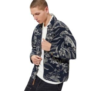 Urban Outfitters Floral Harrington Full Zip Jacket Black White Size Large